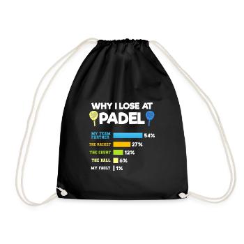 Padel Paddel Schläger Tennis Sport I Geschenk - Turnbeutel - Schwarz - Vorne