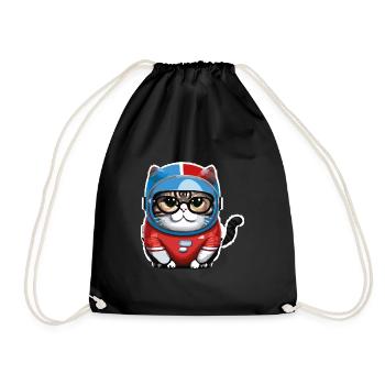Katze Weltraum Space Cat Astronaut - Turnbeutel - Schwarz - Vorne