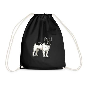 French Bulldog T-shirt. - Drawstring Bag - black - Front