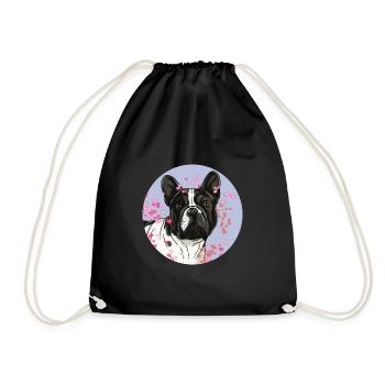 French Bulldog T-shirt. - Drawstring Bag - black - Front