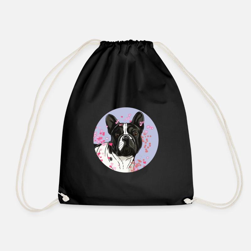 French Bulldog T-shirt. - Drawstring Bag - black