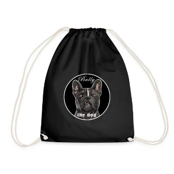 French Bulldog T-shirt. BULLY the dog. - Drawstring Bag - black - Front