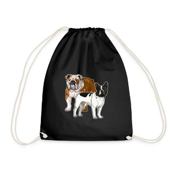 English and French Bulldog T-Shirt. - Drawstring Bag - black - Front