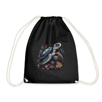 Turtle Animal Corals - Drawstring Bag - black - Front