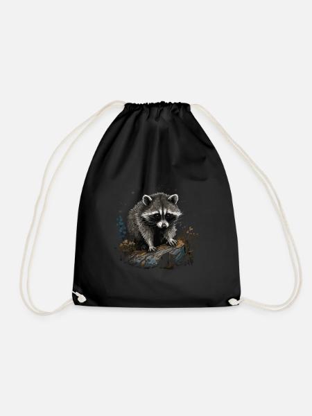 Mignon raton laveur Raton laveur Nature Bébé raton laveur - Sac de sport léger - noir