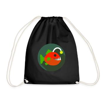 Laternenfisch Tiefsee Fisch Anglerfisch Motiv - Turnbeutel - Schwarz - Vorne