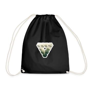 Dreieck Wald Natur | Geschenk - Turnbeutel - Schwarz - Vorne