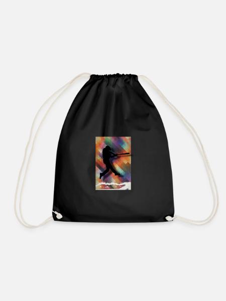 Baseball Baseballspieler bunt | Geschenk - Turnbeutel - Schwarz