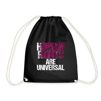 Human Rights Qatar Flag Slogan Gift - Drawstring Bag - black - Front