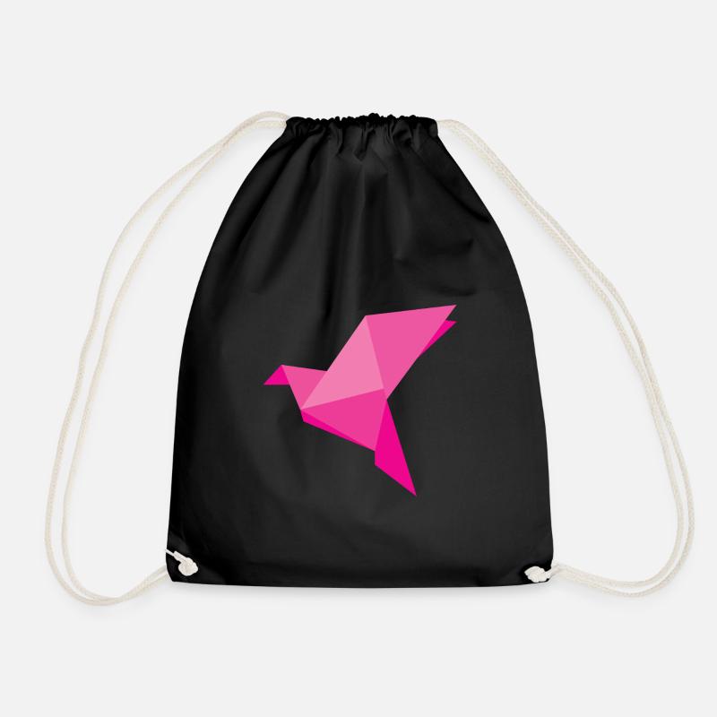 Origami Vogel, Pink - Turnbeutel - Schwarz