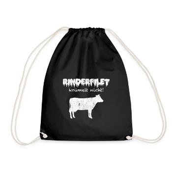 anti vegan Rinderfilet Geschenk - Turnbeutel - Schwarz - Vorne