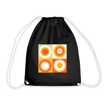 70s Pattern Circles Squiggle - Drawstring Bag - black - Front