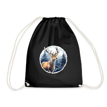 Paysage d’hiver enneigé avec des cerfs - Sac de sport léger - noir - Devant