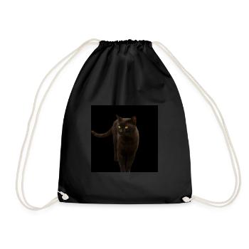 black cat kitten cat - Drawstring Bag - black - Front