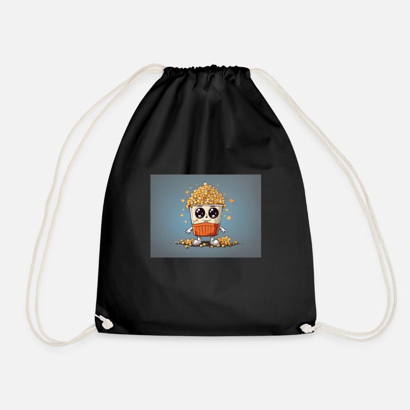 Popcorn character - Drawstring Bag - black