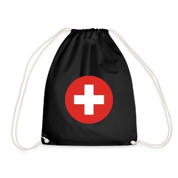 Schweiz Flagge Heimat Urlaub Geschenk - Turnbeutel - Schwarz - Vorne