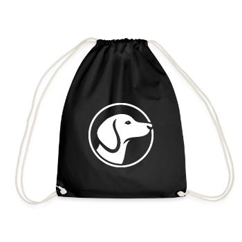 Dachshund Logo – Minimalist Dog Emblem - Drawstring Bag - black - Front
