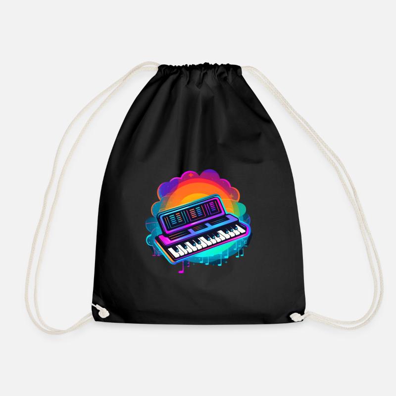 Keyboarder Synthwave 80s Geschenk - Turnbeutel - Schwarz