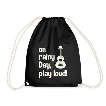 Ukulele: on rainy day, play loud! - Drawstring Bag - black - Front