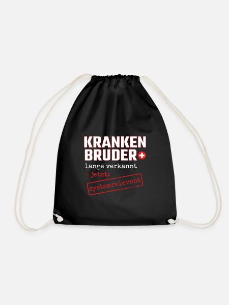 Krankenbruder systemrelevant Krankenpfleger Danke - Turnbeutel - Schwarz
