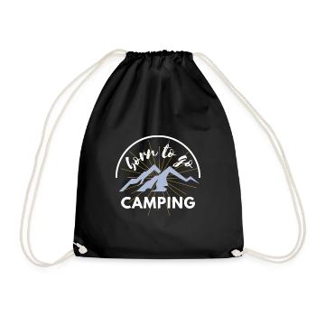 Born to go camping hiking mens funny gift Spruch - Turnbeutel - Schwarz - Vorne