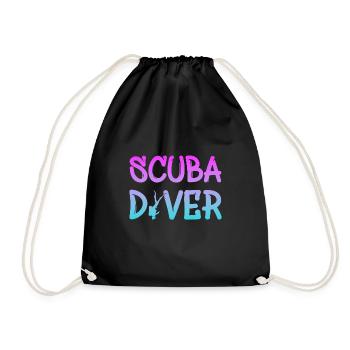 Diving Tauchen - Turnbeutel - Schwarz - Vorne
