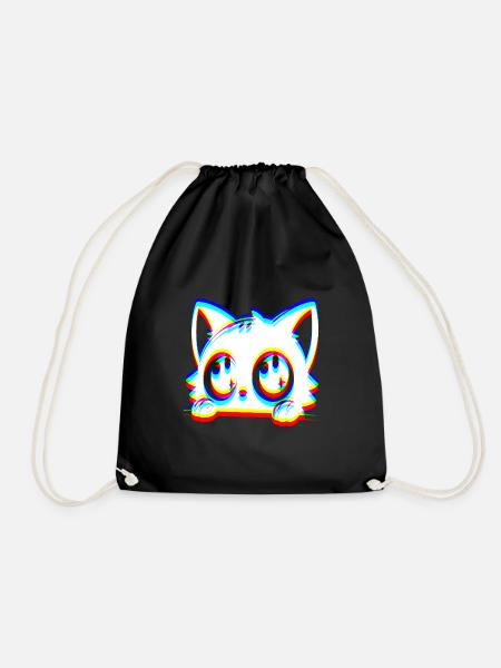 EDM Katze Glitch Style - Turnbeutel - Schwarz