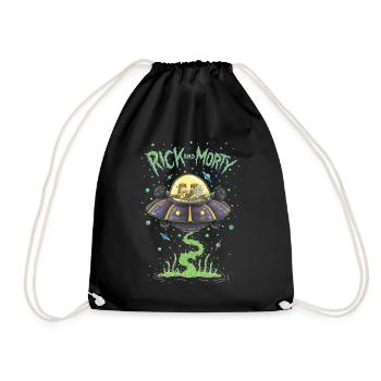 Rick And Morty Spaceship Illustration - Drawstring Bag - black - Front