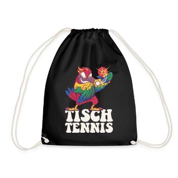 Table Tennis Parrot Outfit Table Tennis Bird - Drawstring Bag - black - Front