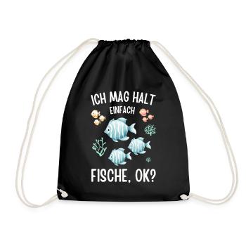 Fische Fischmotiv Damen Aquarium Spruch - Turnbeutel - Schwarz - Vorne