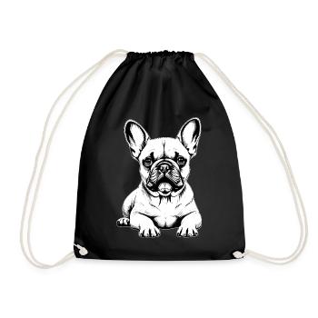Cuddly Dog French Bulldog Charm - Drawstring Bag - black - Front
