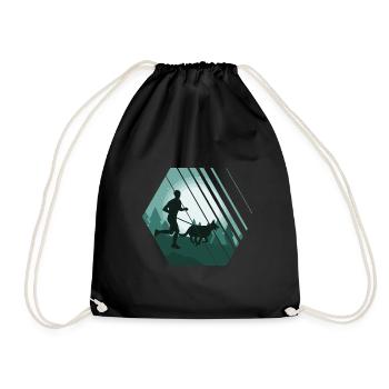 Canicross cross-country running with dog dog sports - Drawstring Bag - black - Front