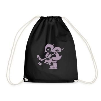 Pinguin Eishockey Minimalistische Spieler - Turnbeutel - Schwarz - Vorne