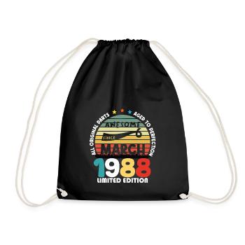 36 Years Old Made In 1988 Vintage March 1988 - Drawstring Bag - black - Front