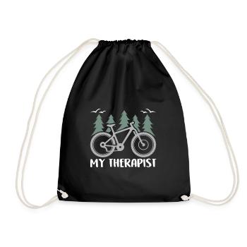 Biking is my therapist, my therapy - Drawstring Bag - black - Front