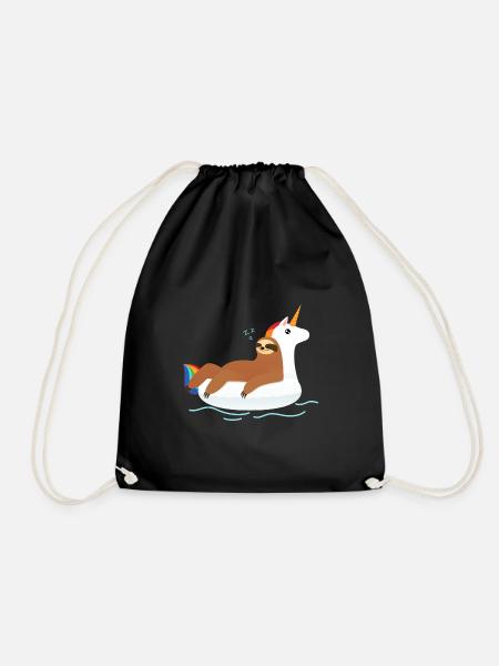 Faultier Einhorn Pool Float - Turnbeutel - Schwarz