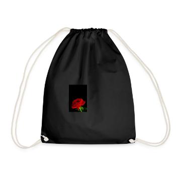 red rose on a black Valentine's Day background - Drawstring Bag - black - Front