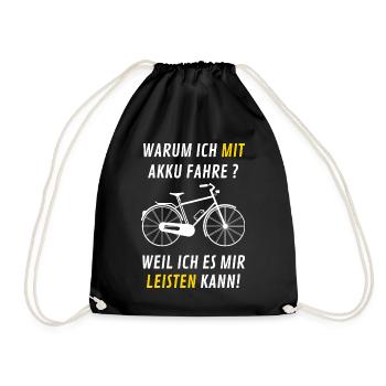 Fahrradfahren mit Akku - Turnbeutel - Schwarz - Vorne
