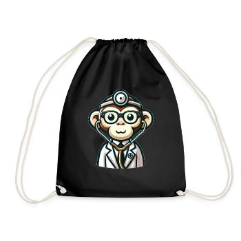 Cute Monkey Doctor - Drawstring Bag - black - Front