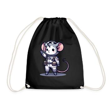 Souris mignonne astronaute - Sac de sport léger - noir - Devant