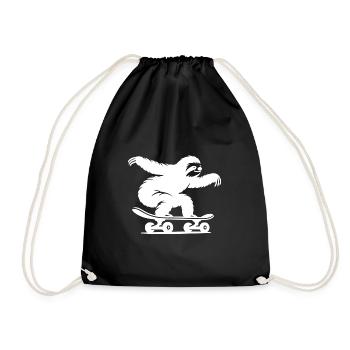 Sloth Skateboard Skater Silhouette Minimalistis - Drawstring Bag - black - Front