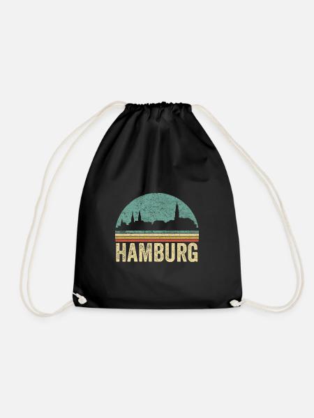 HAMBURG coole Skyline Vintage Souvenir Geschenk - Turnbeutel - Schwarz