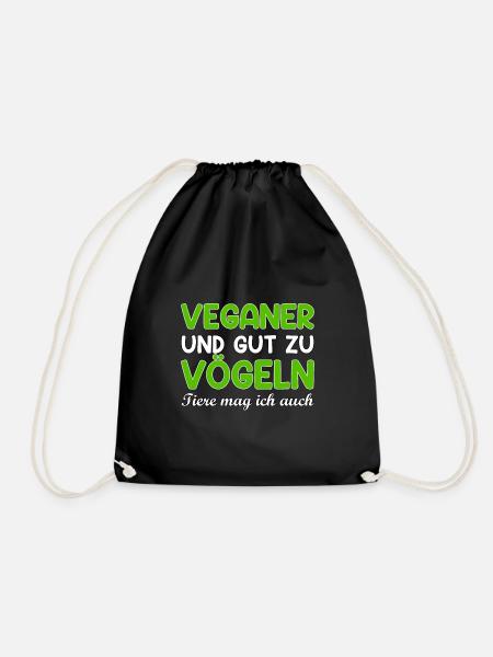 Veganer veggie Tierfreund Spruch Geschenk - Turnbeutel - Schwarz