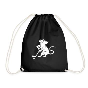 Maus Ratte Eishockey Silhouette Minimalistisch - Turnbeutel - Schwarz - Vorne