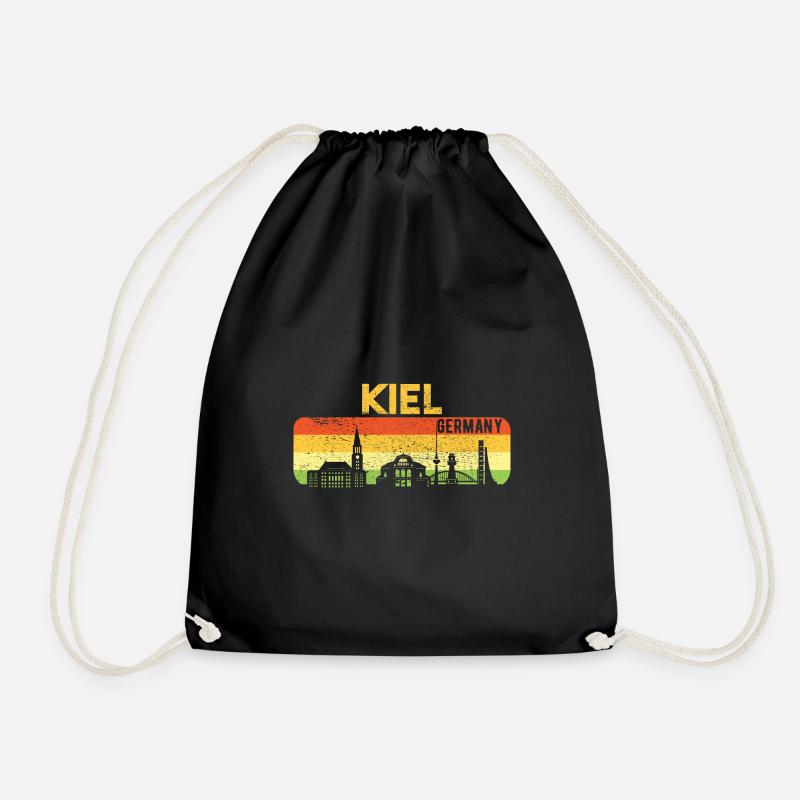 Kiel Skyline Kieler Geschenk - Turnbeutel - Schwarz