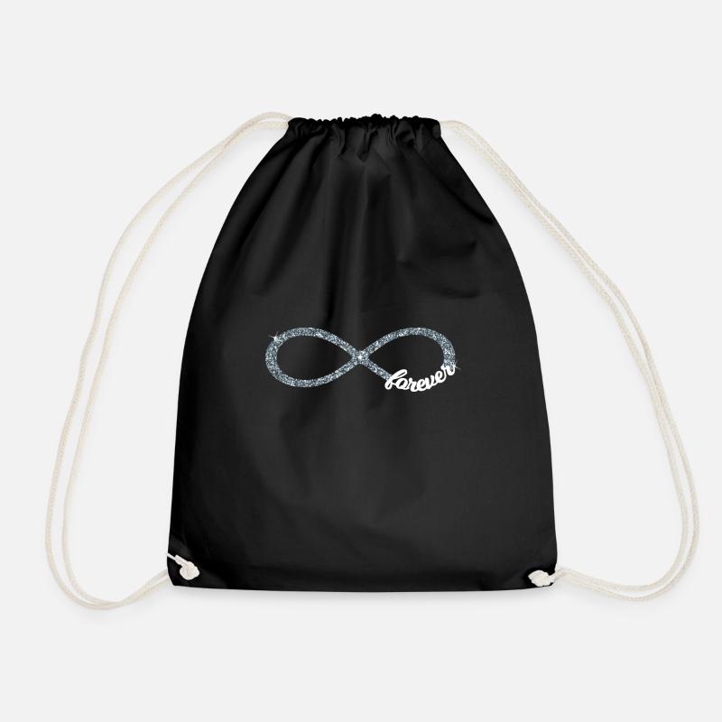 Infinity forever Love Unendlichkeit silber Glitzer - Turnbeutel - Schwarz