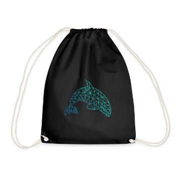 ORCA geometrisch Wal Fisch abstrakt Geschenk - Turnbeutel - Schwarz - Vorne