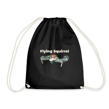 Flying squirrel - squirrel in quadcopter - Drawstring Bag - black - Front