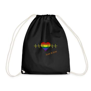 Love is Love, LGBT, Gay, CSD, Pride - Turnbeutel - Schwarz - Vorne