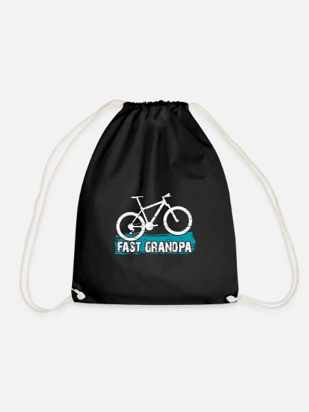 Snelle opa op de fiets - Gymtas - zwart